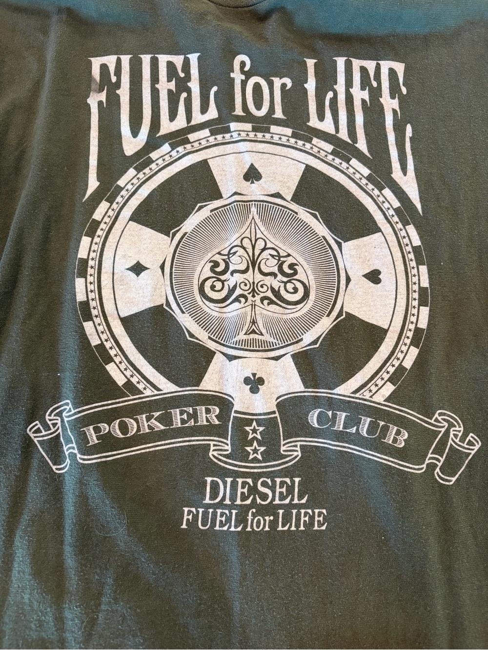 Diesel Fuel for Life Poker Club Graphic T Shirt Men’s L Faded Black Casino Y2K
